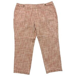 Cj Banks Womens Relaxed Fit High-Rise Trousers Rusty Plaid Pleated Size 24W NEW